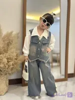 ست سه تیکه دخترانه شامل وست + شومیز + شلوار سایز ۳تا۱۱ سال