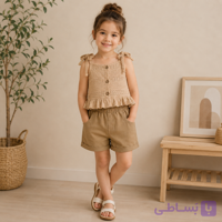 ست دو تیکه تاپ و شلوارک دخترانه سایز ۵ سال