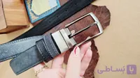 کمربند چرم مردانه طرح سگک چرخشی ۳لایه دوطرف چرم گاوی و مغزی اشبالت