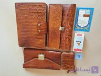 ست چرمی مردانه ۴تکه (جلد دفتر، کیف کلید و ریموت، آلبوم چک، کیف دسته چک ۳ لت)