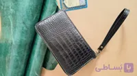 کیف طلا، آلبوم چک مردانه دورزیپ چرم طبیعی مدل شیک و امن با ۲بند مچی و دستی