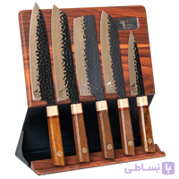 سرویس 5 پارچه چاقو سر آشپز فولادی به همراه استند