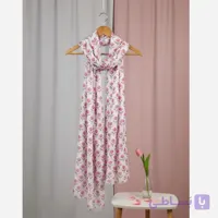شال منگوله دار نخی طرح گل دار