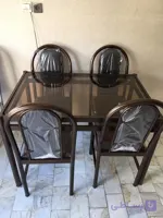 میز و صندلی رستورانی شرکتی قهوه ای رنگ کوره ای (میز و صندلی غذاخوری شرکتی)