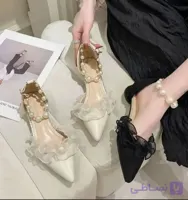 كفش عروس با بند مرواريدي و پاشنه ي سه سانت