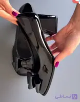 كفش مجلسي پاپيوني با رويه ي ورني و پاشنه ي پنج سانت پهن