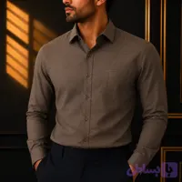 پیراهن مردانه نخی ملانج شکلاتی