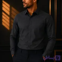 پیراهن مردانه نخی ملانج مشکی