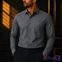 پیراهن مردانه نخی ملانج طوسی