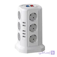 چندراهی برق هوشمند عمودی KUTUMAI مدل XT-G3211 با 12 پریز و 5 پورت USB – محافظ Surge