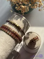 نیم ست لاکچری زرشکی طلایی