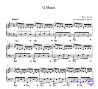 نت پیانو G minor سل مینور باخ