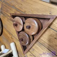 بانکه ادویه نقلی چوبی/۳ عددی با استند مثلثی