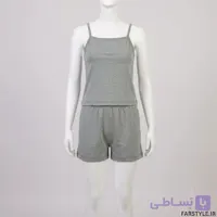 ست تاپ و شورتک زنانه نخ پنبه ملانژ رنگ طوسی روشن (فری سایز ۳۶ تا ۴۶)