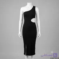 پیراهن زنانه کبریتی رومی (تک بند) برش‌دار مشکی مدل Cut-out – (فری سایز ۳۶ تا ۴۶)