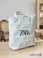 کیف توت زنانه زارا (ZARA) چرم صنعتی رنگ سفید همراه با مینی کیف زیپ‌دار