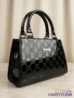 کیف دستی و دوشی مینی زنانه ورنی طرح گوچی (Gucci) رنگ مشکی