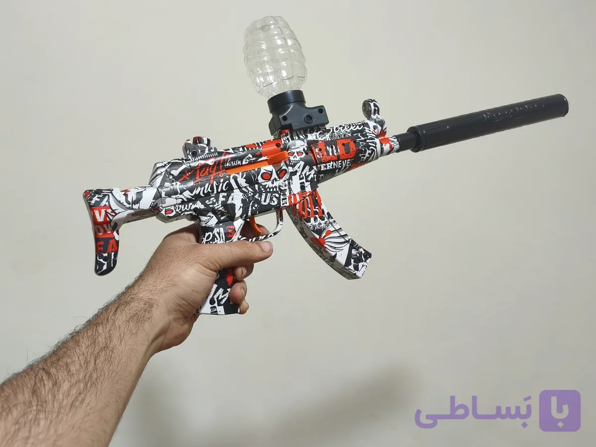 تفنگ تیر ژله ای رگباری و تک تیر دار مدل MP5 بزرگ صدا خفه کن دار Mp5 ارسال فوری بدنه کربن
