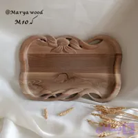 سینی چوبی منبت با چوب گردو کد m10