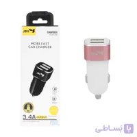 شارژر فندکی فست دو پورت JBQ مدل CN-45 18W همراه با کابل آیفون - سفید (گارانتی یکساله رصاصی)