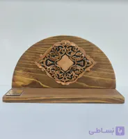جا شمعی تلفیقی مس قلمزنی و چوب روس