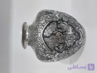 گلدان قلمزنی۲۵ سانت مسی برجسته تلفیقی قلع اندود