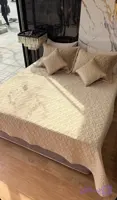 روتختی بهاره پنبه دوزی مخمل کالیفرنیا ترک دونفره ۸تکه کرم / کرم