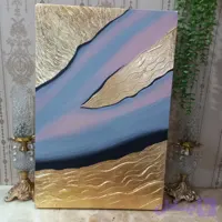 تابلو مدرن دکوراتیو برجسته کار شده با ورق طلا