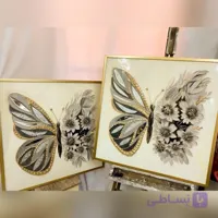 تابلو دکوراتیو برجسته مدل پروانه،کار شده با رزین،آینه،کریستال و تکسچر