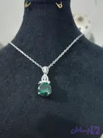 گردنبند استیل جواهری نگین سبز