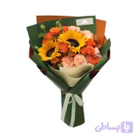 دسته‌گل آفتابگردان و رز نارنجی Golden Sunburst Bouquet No.5