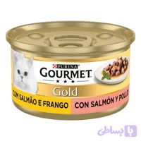 کنسرو گورمت گلد پورینا گربه خورشتی طعم سالمون و مرغ 85 گرم