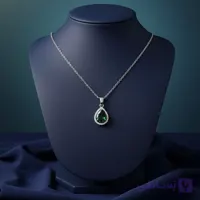 گردنبند پینترسی گردنبند مینیمال اشکی با نگین زمرد