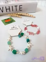 دستبند صدفی ساحلی سنگ اونتورین و چری کوارتز