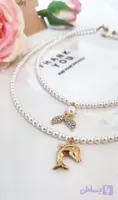 گردنبند مروارید شل با آویز وال و دم وال