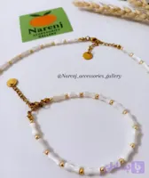 دستبند زنانه سنگ صدف طبیعی با تراش خاص