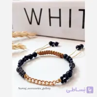دستبند زنانه سنگ طبیعی دلربا سرمه ای تراش خاص