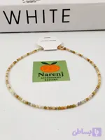 گردنبند زنانه سنگ طبیعی اوپال زرد آفریقایی تراش جواهری با زنجیر استیل رنگ ثابت