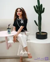 تیشرت زنانه ترک برند mint آستین کوتاه با یقه اسکارف دار مرواریدی
