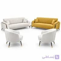 سرویس دست دوم مبل تختخواب شو ۸ نفره کرم و خردلی، کاملاً سالم و بدون نشست ابر - دیزاین مبل | DesignMobl
