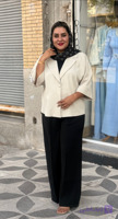 کت تک ریزشی کرپ مورگان جنس لخت تک‌رنگ کرم روشن قد ۷۵