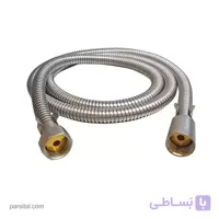 شلنگ دوش فلزی دو سر برنجی رنگ کروم مات