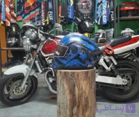 کلاه کاسکت فک متحرک ردلاین ۹۳۹ طرح آبی مشکی طلق دودی بلوتوثی