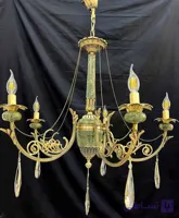 لوستر برنجی 5 شاخه مدل سنگی پرکار (تک شعله)