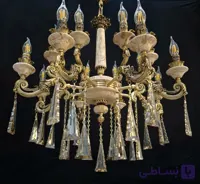 لوستر برنجی 8 شاخه مدل سنگی برنجی نئوکلاسیک (16 شعله) طرح جدید