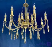 لوستر برنجی 8 شاخه مدل شاخه یو نئوکلاسیک تمام برنجی (16 شعله)