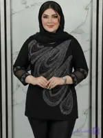 شومیز پر از نگین مشکی ۳۸تا۵۲