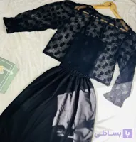 پیراهن ساحلی زنانه بلند نازگل مشکی🖤