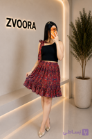 کراپ دامن دخترانه طرح فرشی
