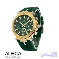 ساعت سه موتوره الکسا مدل Alexa f3004 با قاب طلایی و بند رابر ضد حساسیت